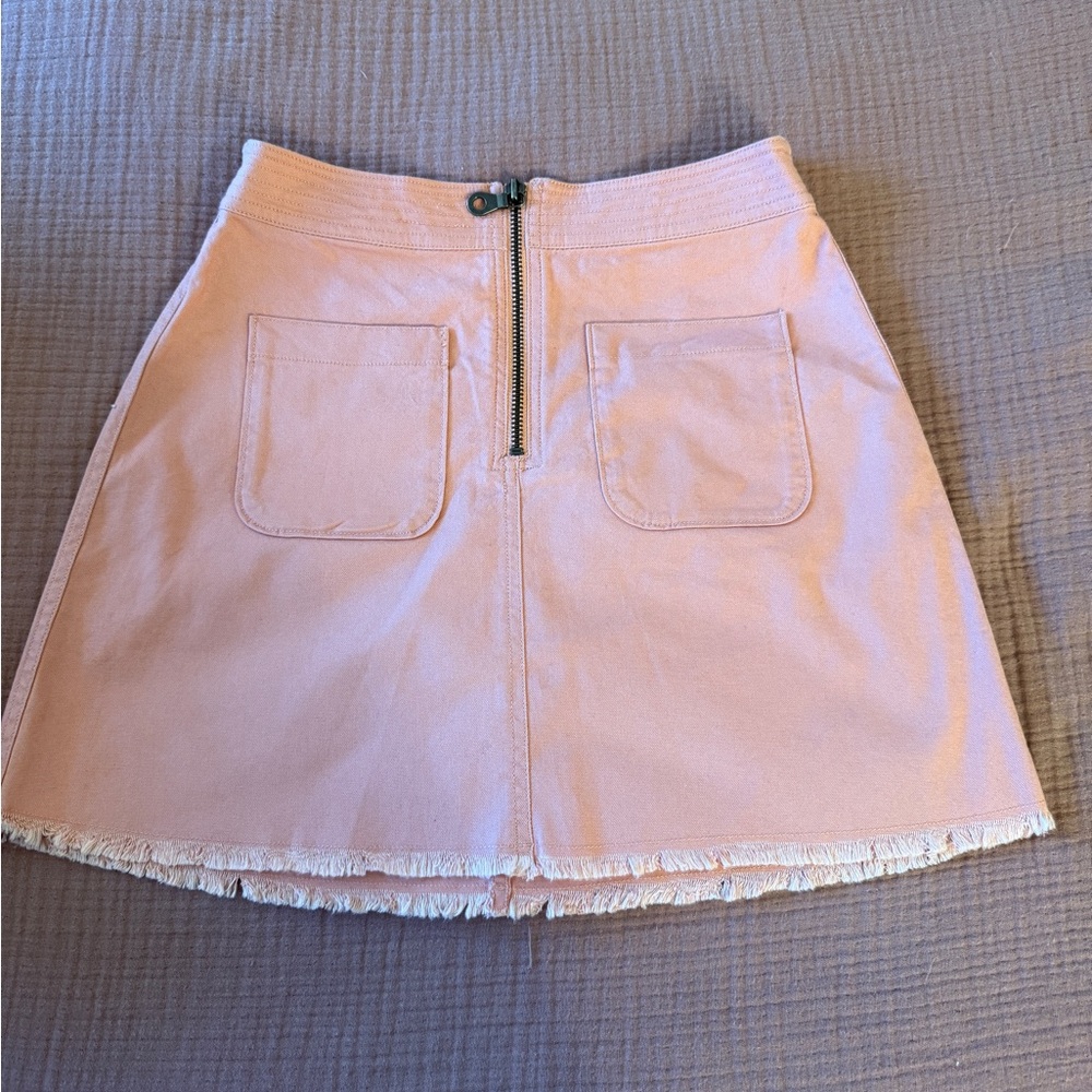 Madewell Pink Frayed Hem Mini Skirt